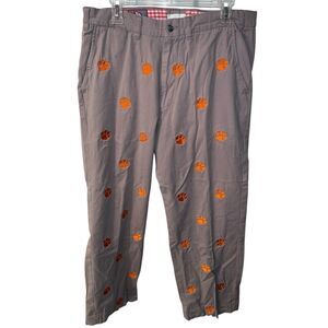Pennington Bailes Stadium Pants Clemson Tigers Paw Beige Chino Mens 34x28 Cuffed